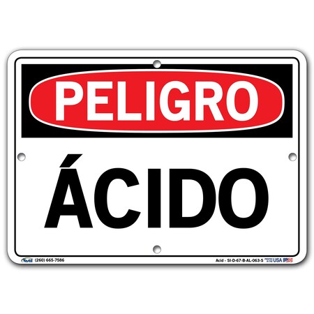 Vestil Aluminum Sign, 9-1/2" Height, 12-1/2" Width, Aluminum, Rectangle, Spanish SI-D-67-B-AL-063-S